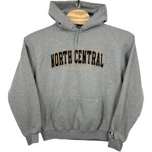 Vintage Men's Grey Champion North Central University Rams Hoodie Sweatshirt Sz L